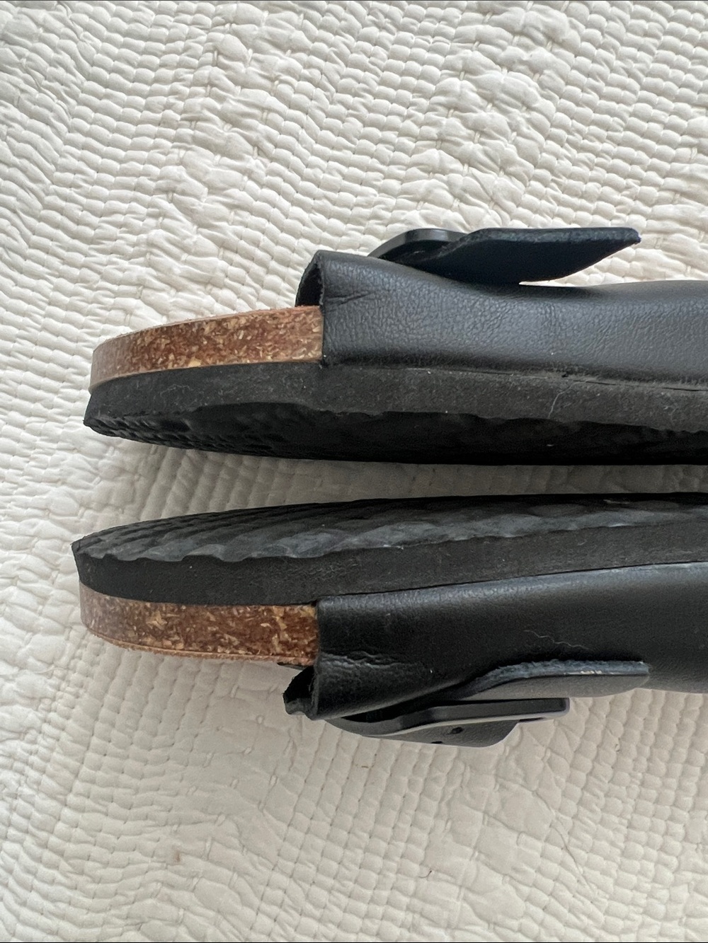 Leather Black Slide Sandals with Buckle - Picture 10 of 11